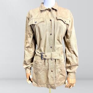 Vintage 80s Intro By Fenn Wright & Manson Beige/Tan Belted Utility Jacket